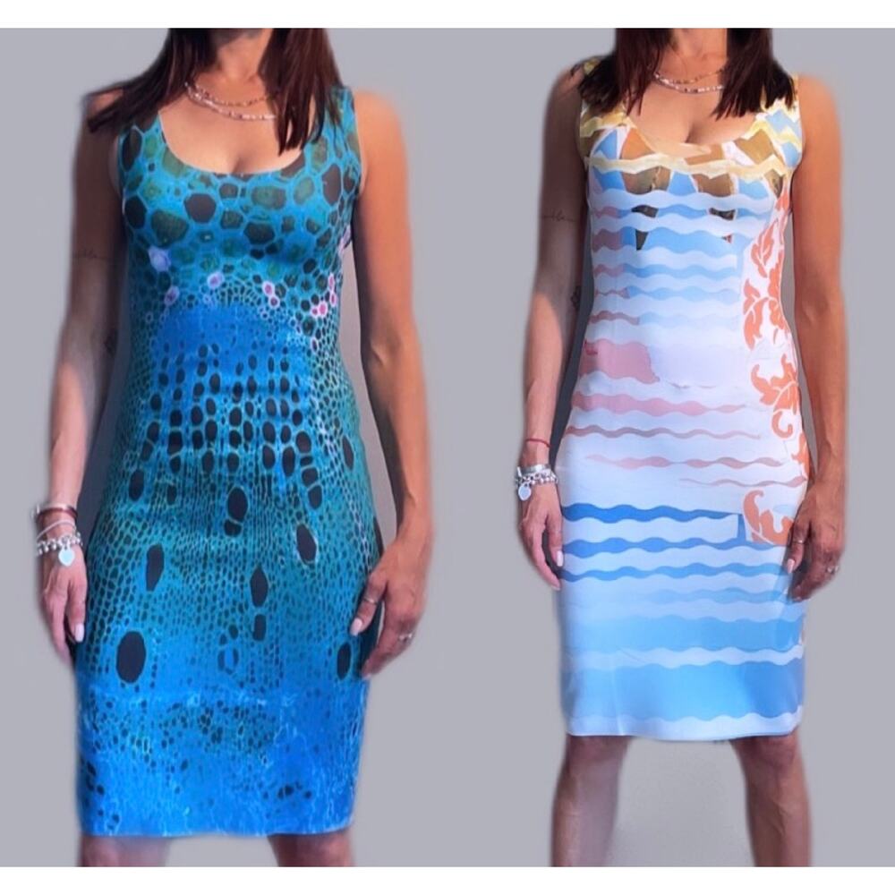 Animapop Reversible Dress Womens Medium A-Line Sleeveless Artsy Scuba Knit Italy